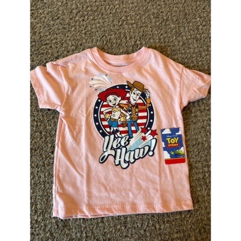 Disney Pixar Toy Story Woody Jessie Yee Haw Pink Graphic T-Shirt Kids NWT 3 T